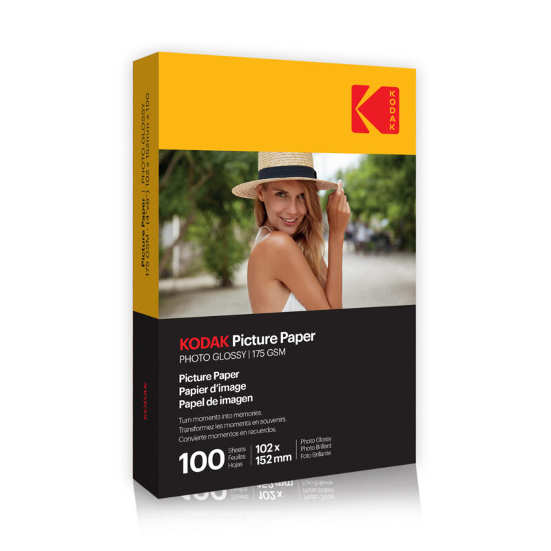 KODAK 175 GSM 4R (4x6inch) 100 Sheets High Glossy Cast Coated Water Resistant Instant Dry Photo Paper For All Inkjet Printers